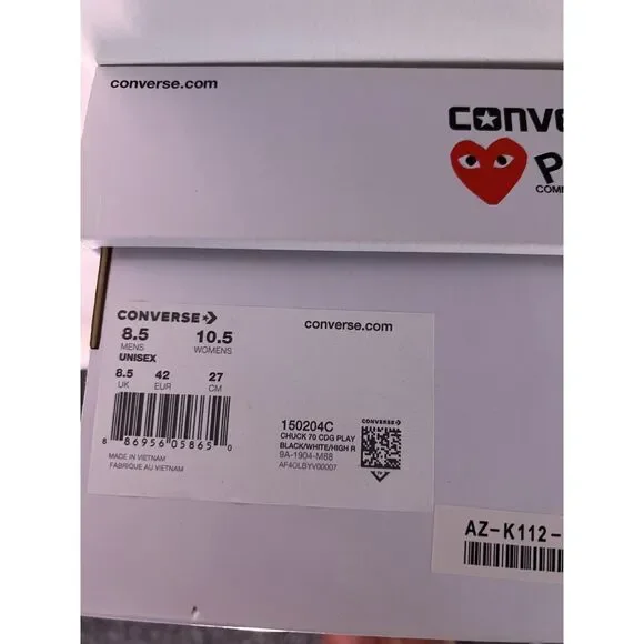 Comme des Garçons PLAY x Converse Chuck 70 Hi “Black/White/Red Heart” (2019) - Picture 7 of 7